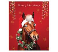 Humorous General Christmas Greeting Card From The Fun Fluff Range - Googly Eyes and Fluffy Embellishments on Card (Goofy Horse)