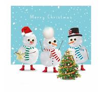Humorous General Christmas Greeting Card From The Fun Fluff Range - Googly Eyes and Fluffy Embellishments on Card (Snowmen Decorating Tree)