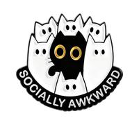 Humorous Gift Jewellery Emotion Badges for Friends Representing Low Power Theme with Adorable Cats Art Anxiety Pins, Einheitsgröße, As described