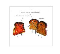 Humorous Greeting Card Blank for Any Occasion - Toast and Jam Pun - Food Joke