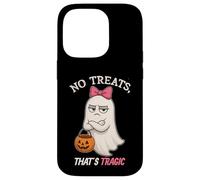 Humorous Halloween Ghost Design “No Treats That’s Tragic” Case for iPhone 14 Pro
