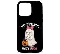 Humorous Halloween Ghost Design “No Treats That’s Tragic” Case for iPhone 15 Pro Max
