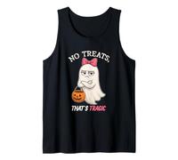 Humorous Halloween Ghost Design “No Treats That’s Tragic” Tank Top