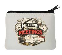 Humorous Illustration About Time Management Neoprene Coin Purse Pouch 10x11cm White