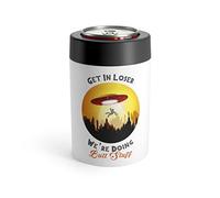 Humorous Intergalactical Illustration Enthusiasts Sarcasm Hilarious Extraterrestrial Devotees Graphic Pun Can Holder 12oz