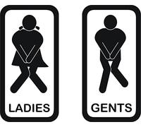 Humorous Ladies and Gents 2 Pack of Toilet Door Vinyl Stickers/Signs