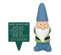 Humorous Large Multicolor Weather Forecasting Gnome - 25cm x 9.5cm (1 Pc.) - Comes with Wooden Sign, Gnome Conditions Include Rain, Sun, Snow & Fog - Perfect Garden Decor