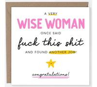 Humorous New Job Congratulations Card, Wise Woman Quote Design with Star