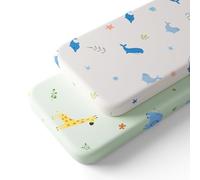 Humorous.P Baby Cot Bed Sheets, 2 Pack Moses Basket Sheet Fitted For Boy and Girl, Ultra Soft Cotton Baby Crib Sheets For Bassinet, Cot, Moses Basket (Animal & Qcean, 85 x 51 cm)