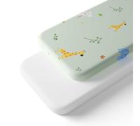 Humorous.P Baby Cot Bed Sheets, 2 Pack Moses Basket Sheet Fitted For Boy and Girl, Ultra Soft Cotton Baby Crib Sheets For Bassinet, Cot, Moses Basket (White & Animal, 85 x 51 cm)