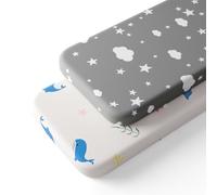 Humorous.P Baby Cot Bed Sheets, 2 Pack Moses Basket Sheet Fitted For Boy and Girl, Ultra Soft Cotton Baby Crib Sheets For Bassinet, Cot, Moses Basket (Cloud & Qcean, 75 x 35 cm)