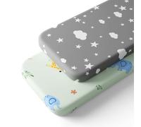 Humorous.P Baby Cot Bed Sheets, 2 Pack Moses Basket Sheet Fitted For Boy and Girl, Ultra Soft Cotton Baby Crib Sheets For Bassinet, Cot, Moses Basket (Animal & Cloud, 75 x 35 cm)