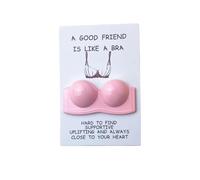 Humorous Pocket Hug for Women Friendship, Funny Bra Greeting Card Mini Pocket Hug with Bra Token, A Good Friend Is Like A Bra Hilarious Friendship Card for Women BBF (Pink 1pcs)