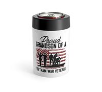 Humorous Pride Grandson Of A Vietnam Veteran Enthusiast Novelty Nationalistic Patriotic Soldier Cavalryman Can Holder 12oz
