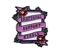 Humorous Quote Pin Brooch Emotional Support Kindle Pad Shape Hard Enamel Pin Psychological Mental Health Awareness Promotion Activity Souvenir Floral Ribbon Brooch Badge for Hat Jacket Canvas Bag
