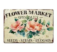 Humorous Signs Flower Market Open Daily Flower Signs GardenSigns for Private Parking,DIY/Personalization Seekers,Garden,Humor/Quirk Lovers M