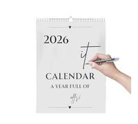 Humorous Spiral Calendar - 2026 Bold Font Hand-Drawn Doodle Planner | Spiral Binding Full Year Wall Desk Planner, For Home Office Classroom Family School Travel Organization