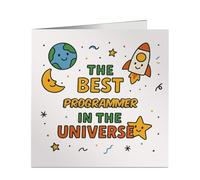 Humorous The Best Programmer in the Universe Card - for Office Pal, Workmate - Any Occasion - Editable Profession Name - UK Printed