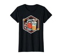 Humorous Trash Panda Drinking Cold Brew Coffee Fanatic Value Graphic T-Shirt, Women, Black, XS