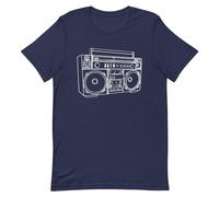Humorous Vintage Themed Tunes Retro Dance Beat Novelty Oldfangled Sounds Radio, Navy, Large