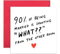 Humorous Wedding Anniversary Cards for Husband 'Shouting What', Funny Valentine's Day Gift for Wife Girlfriend Boyfriend, Deadpan Whitty Present for Him or Her, Blank Inside with Envelope