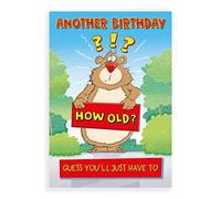 Humour Funny Birthday Card Bear how old - 7 x 5 inches - Regal Publishing
