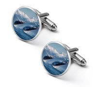 Humpback Sea Whale Ocean Animal Fashion Cufflinks for Men Classic Shirts Cuff Links Set for Wedding Business 1.7cm