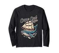 Humpback Whale and Vintage Sailboat Cape Cod Mass Souvenir Long Sleeve T-Shirt