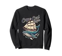 Humpback Whale And Vintage Sailboat Cape Cod Mass Souvenir Sweatshirt