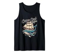Humpback Whale and Vintage Sailboat Cape Cod Mass Souvenir Tank Top