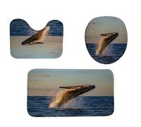 Humpback Whale Bathed Sydney Harbour During Sunset Bathroom Rugs Sets 3Pcs, Contour Mat Washable Toilet Rugs For Restrooms Home