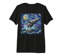 Humpback Whale Beaching Starry Night Ocean Artwork Premium T-Shirt