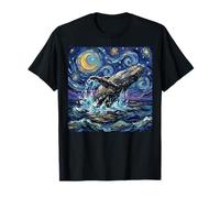 Humpback Whale Beaching Starry Night Ocean Artwork T-Shirt