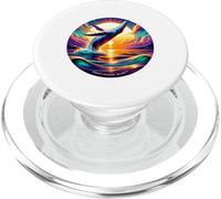 Humpback Whale Breach At Ocean Sunset, Vibrant Seascape PopSockets PopGrip for MagSafe