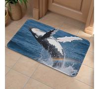 Humpback Whale Breach Front Door Mat, Heavy Duty Bathroom Rugs Durable Welcome Mat for Outdoor Indoor, Super Absorbent Bath Rugs for Entryway Outside Patio Porch, 40x60cm