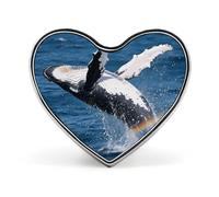 Humpback Whale Breach Lapel Pin Heart Metal Brooch Pin with Secure Pinback Fashion Button Badge for Clothing, Hats, Bags Decoration