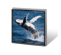 Humpback Whale Breach Lapel Pin Square Metal Brooch Pin with Secure Pin Back Fashion Button Badge for Clothing, Hats, Bags Decoration