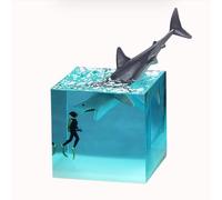 Humpback Whale Diver Cube Ornament - Marine Resin Decor for Desktop, Living Room, Bedroom & Bookshelf - Ocean-Themed Whale Shark & Diver Figurine for Unique Room Decoration