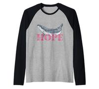 Humpback Whale Hope Line Art - Detailed Whale Design Raglan Baseball Tee
