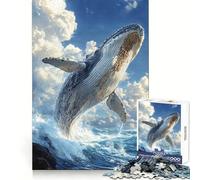 Humpback Whale Leap Jigsaw Puzzles for Adults 1000 Pieces Brain Skill Accurate Edge Pattern Build Home Decor (50x75cm)