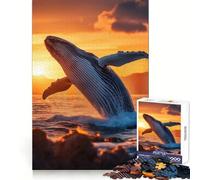 Humpback Whale Sunset Leap in Ocean 1000 Pieces Jigsaws Adults Puzzles Gifts Cognitive Boost Serene Game Fun Play Great Gift (50x75cm)