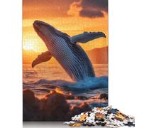 Humpback Whale Sunset Leap in Ocean Puzzle for Adults And Teenagers 1000 Pieces Wooden Puzzle Adult Jigsaw Puzzle Funny Jigsaw Puzzles 1000pcs (75x50cm)
