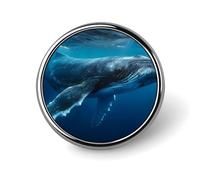 Humpback Whale Swimming Underwater Cute Button Pins Round Badge Cool Personalised Pattern Brooches for Bag Hat