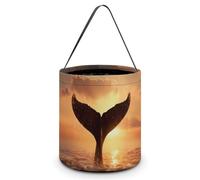 Humpback Whale Tail At Sunrise Halloween Candy Buckets Gift Bags Tote Buckets with Handle for Party Supplies