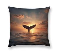 Humpback Whale Tail At Sunrise Plush Pillowcases 18 "x18 " Throw Pillow Case Square Cushion Covers for Living Room Sofa