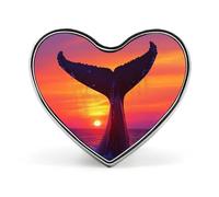 Humpback Whale Tail in Sunset Custom Brooch Pin Heart Lapel Pins Tie Suit Dress Accessories for Men Women Wedding Birthday