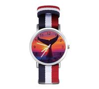 Humpback Whale Tail in Sunset Custom Quartz Watches Arabic Numerals Wrist Watch with Adjustable Strap for Men Women