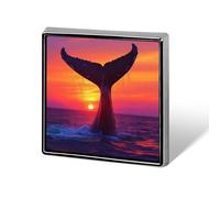 Humpback Whale Tail in Sunset Funny Lapel Pin Square Brooch Badge Hat Clothing Jewelry Accessories Gifts for Men Women