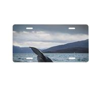 Humpback Whale Tail Ocean Print License Plate Aluminum Car Plate Universal Car Tag For Car Decoration 15 * 30 cm