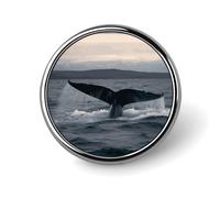 Humpback Whale Tail Ocean Round Aluminum Alloy Pin Badge Lapel Pin